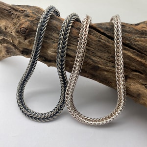 5mm Mens Silver Chain Foxtail Chain Braid Chain 925 Sterling Silver