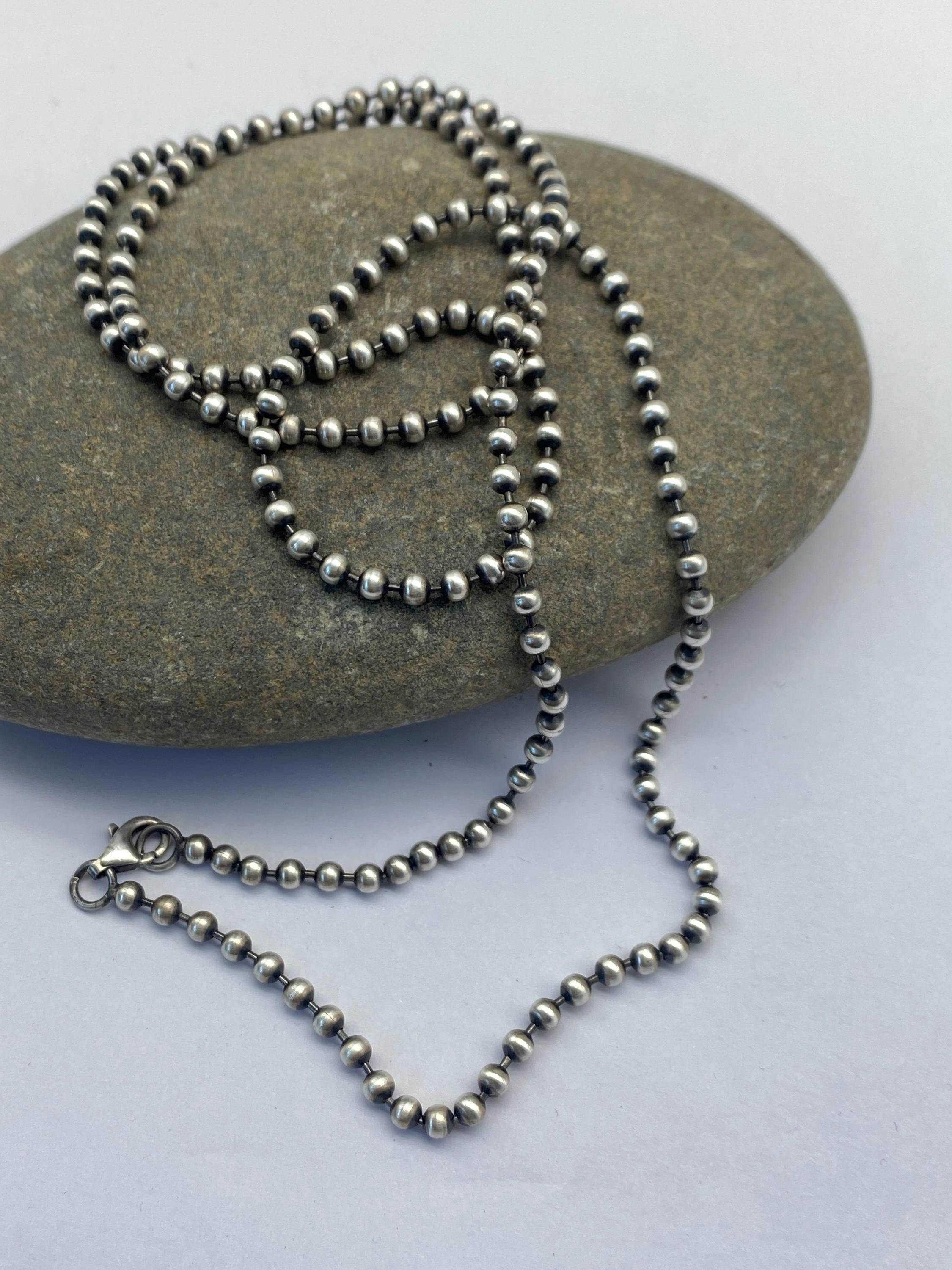 3mm Silver Bead Chain Oxidized 925 Sterling Silver