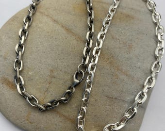 Geometric Modernist Link 925 Sterling Silver Chain 7 Inch