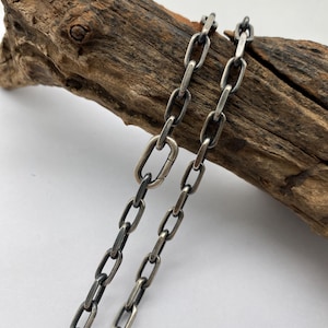 Oxidized Silver Chain Mens Neckace 925 Sterling Silver 5.5mm