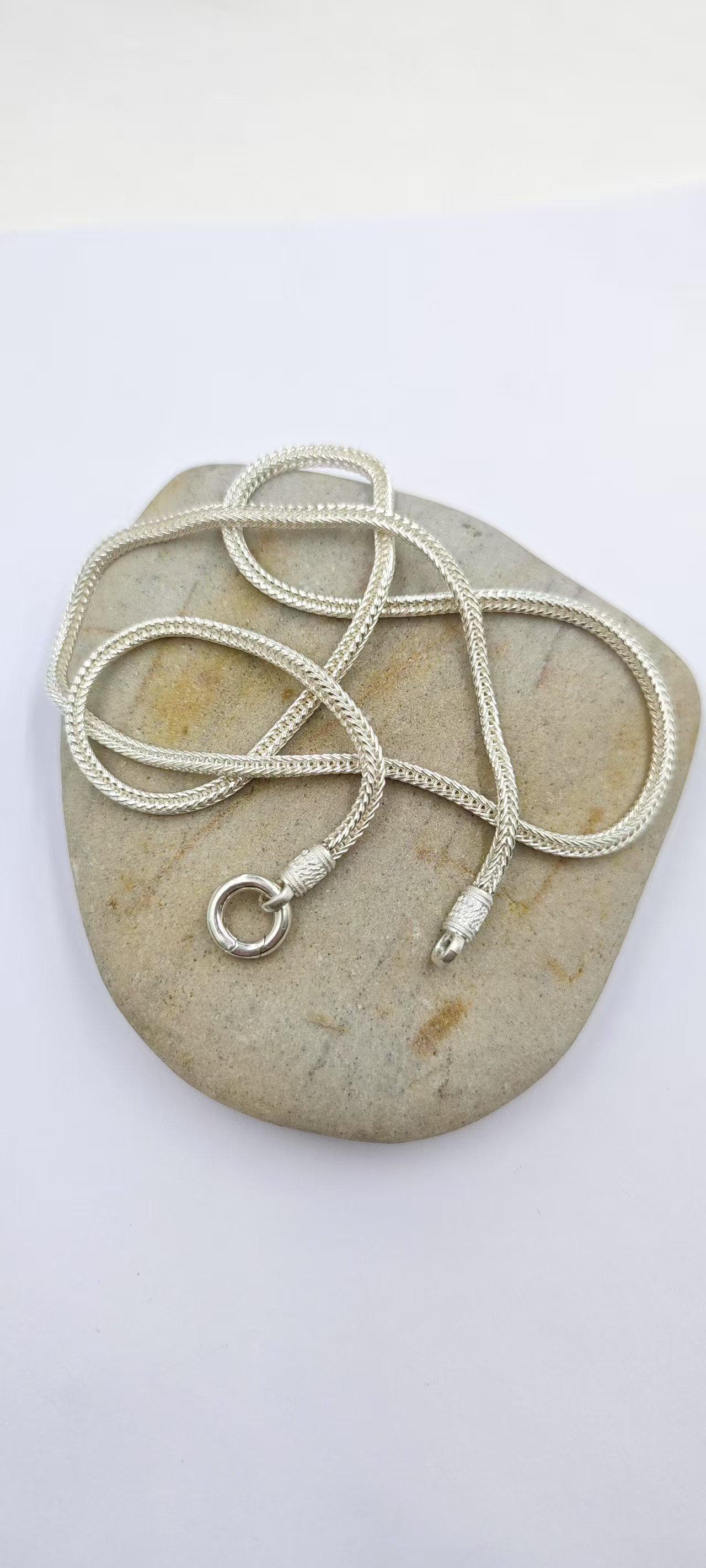 3mm Foxtail Chain Braid Chain Viking Necklace 925 Sterling Silver
