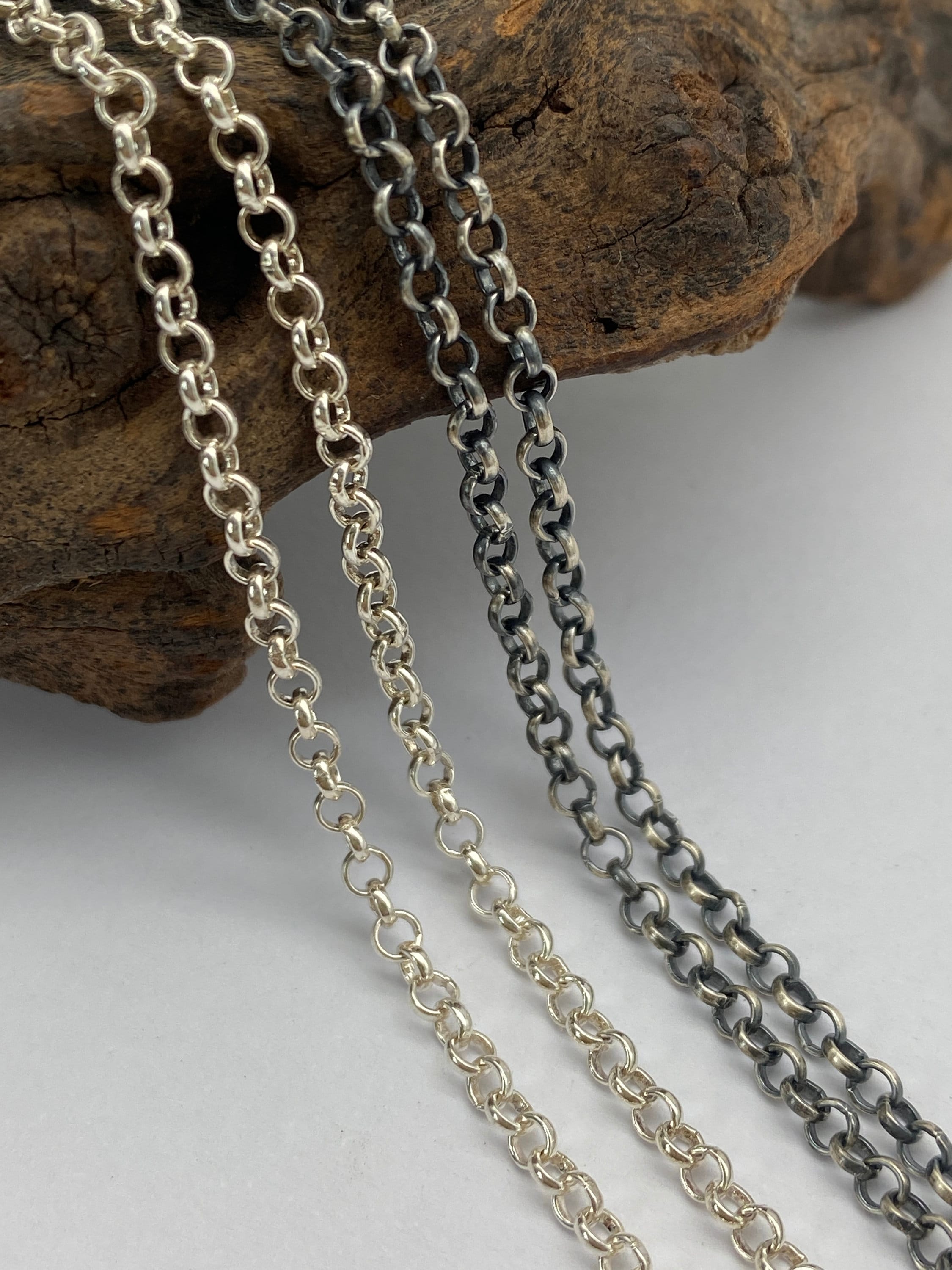 Catena belcher con maglia Rolò grossa, in argento sterling, lunghezza 46 cm, 6 g, SKRL90