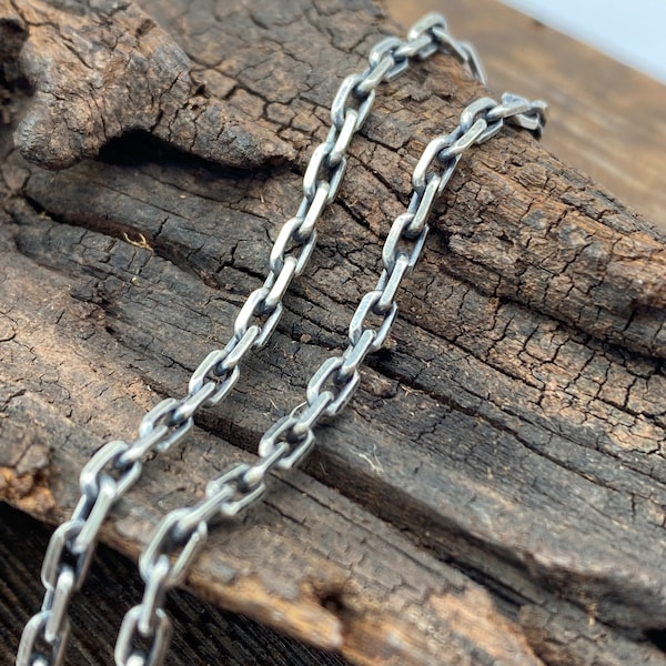 2.5mm Oxidized Silver Chain Cable Chain 925 Sterling Silver