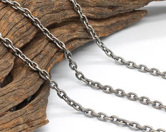 Oxidized Silver Chain Cable Chain 925 Sterling Silver 3mm 4mm