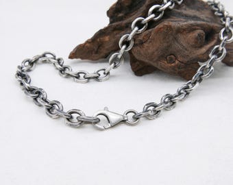 Mens Silver Chain Chunky Chain Mens Necklace Handmade Necklace 7.9mm