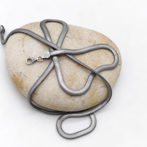Oxidized Silver Snake Chain Soft Snake Necklace 925 Sterling Silver