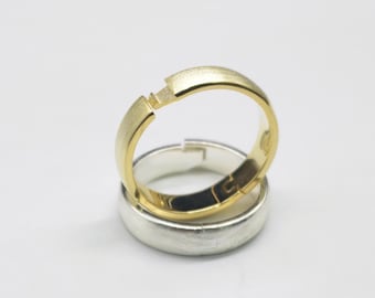 Fat Knuckle Ring Hinged Wedding Ring Knuckle Ring  Wire Drawing Finish Hairline Finish 925 Silver