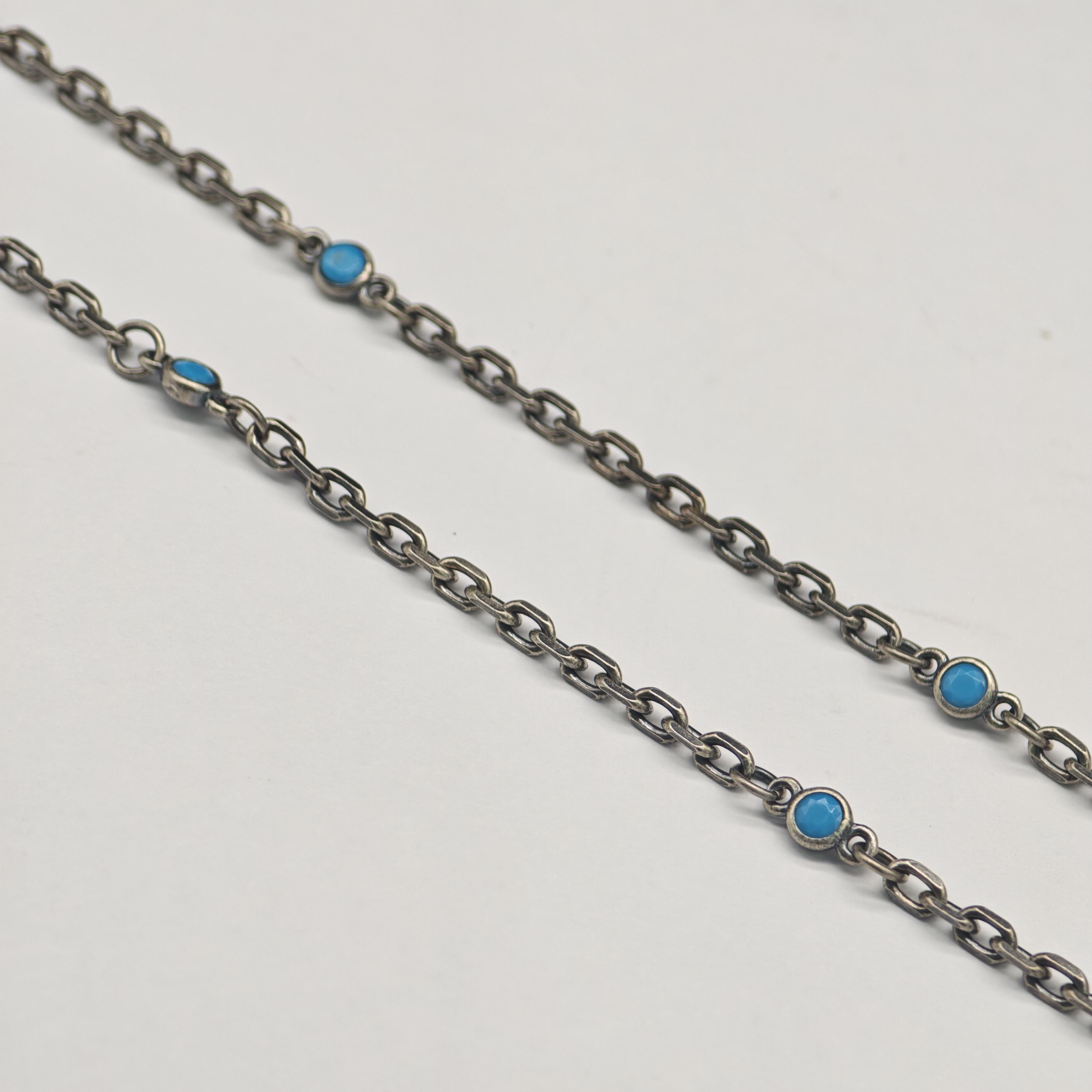 ターコイズ付きシルバーチェーン 925スターリングシルバー 3mm - Etsy 日本