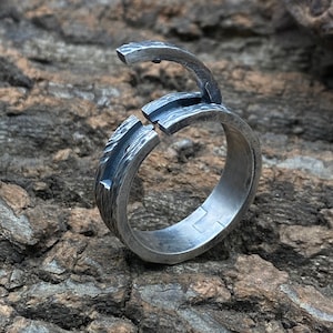 Scharnierende ring voor grote knokkels herenring Gepersonaliseerde ring geoxideerde ring S925