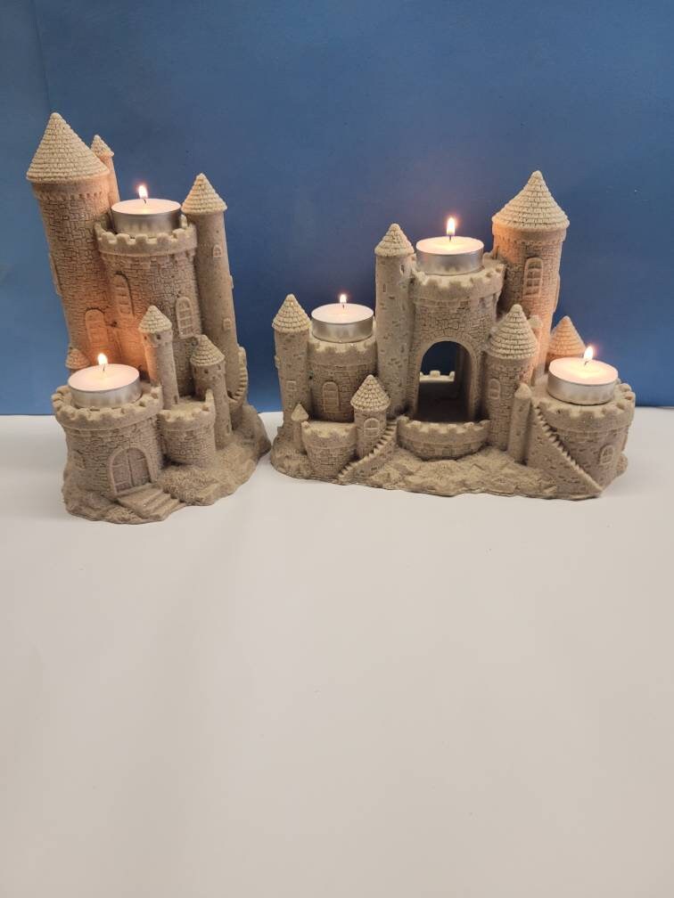 2 Candles Holder Sandcastle Made With Real Sand Home Decor Etsy