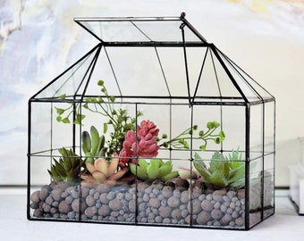 Large glass terrarium containers with lid | Victorian closed terrarium | Mini greenhouse indoor | Moss Succulent Snail reptile Terrarium