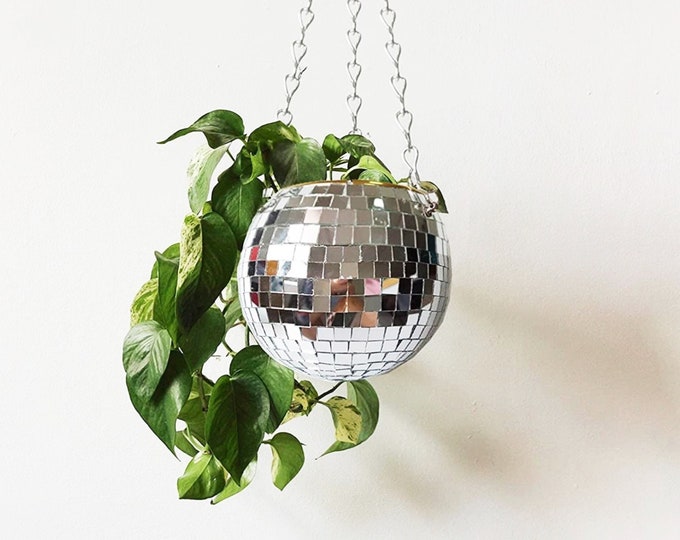 Hanging Disco ball planter | Mini disco ball plant pot | Unique planter | Mirror ball succulent hanging planter | Modern retro Disco decor