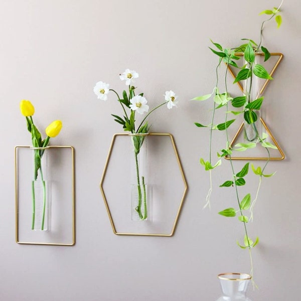 Glass wall vase | Hydroponic vase planter | Wall hanging planter | Bulb vase | Geometric vase | Wall propagation vase | Glass wall planter
