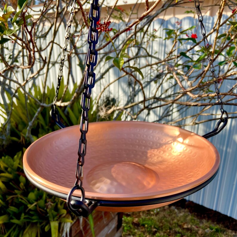 Solid Copper Bird Bath Hanging Bird Bath Metal Bird Bath Etsy