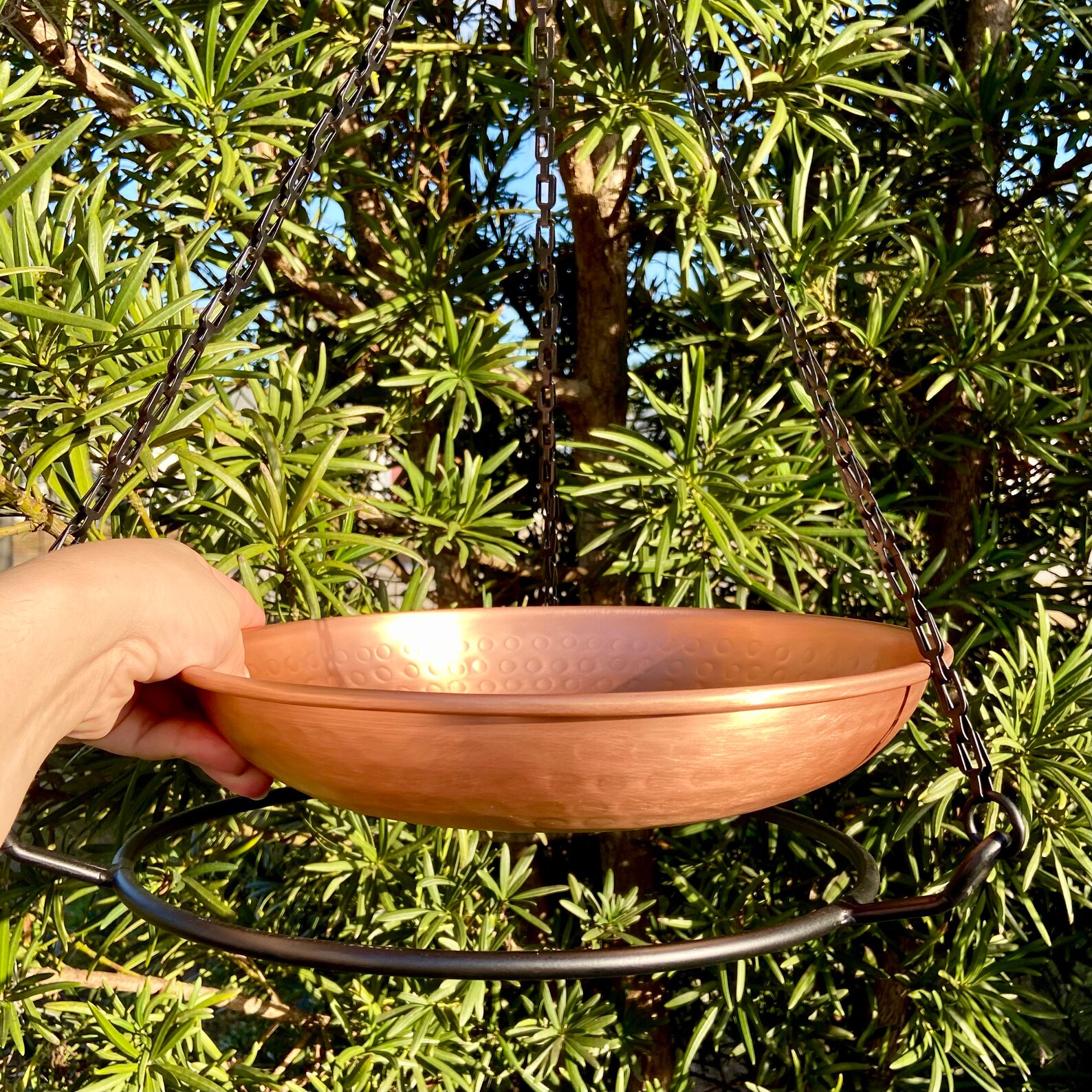 Solid Copper Bird Bath Hanging Bird Bath Metal Bird Bath Etsy