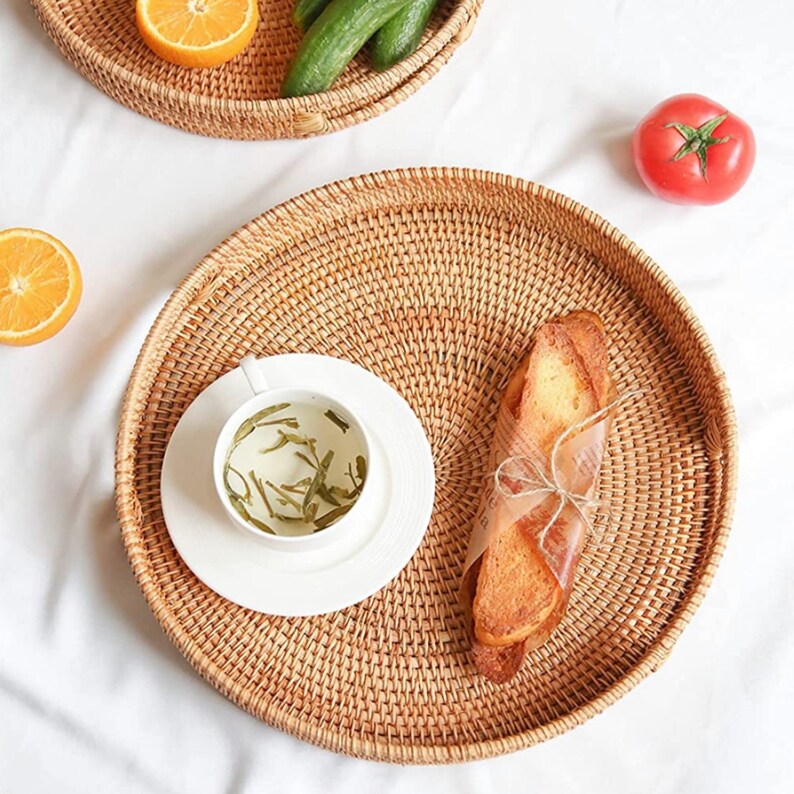 Round Ottoman Tray With Handles Small Ottoman Tray Wine Etsy