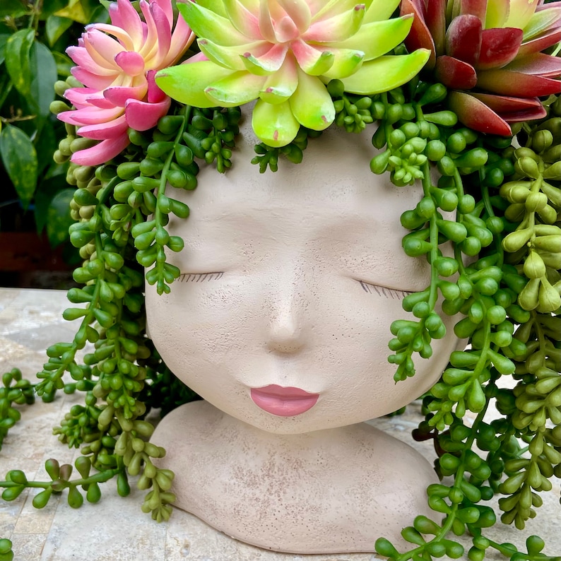 Woman Head Planter Fun Unique Customizable Lady Head Planter Etsy