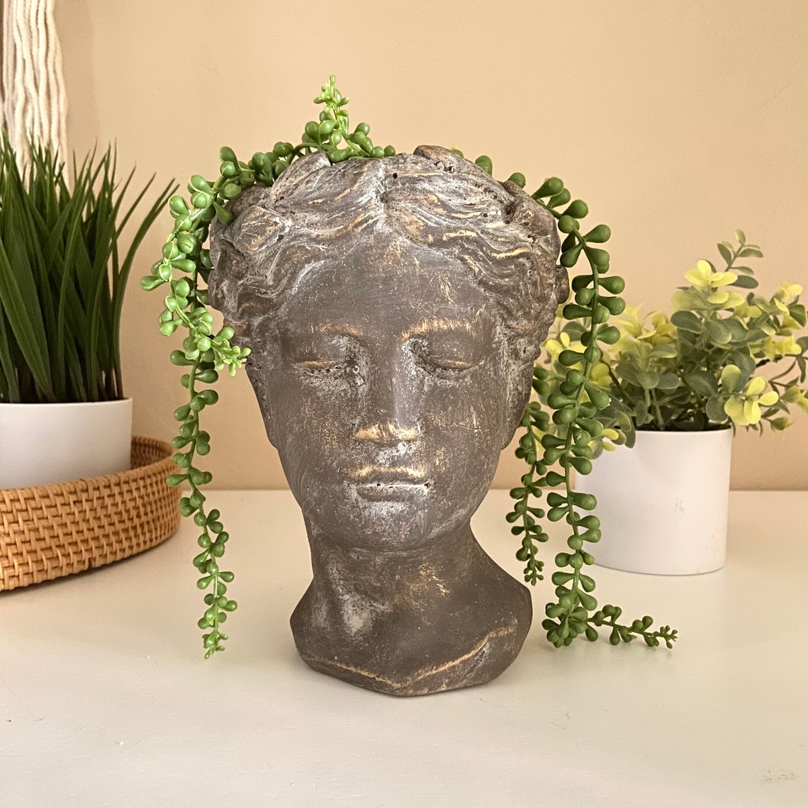 Greek Goddess Head Planter Woman Greek Bust Greek Statue Etsy