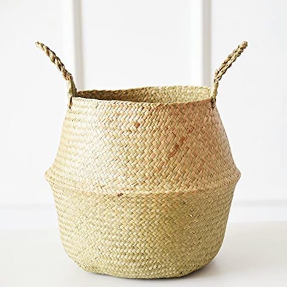 Seagrass Belly Basket Pot Plant Cover Woven Small Large Plant
