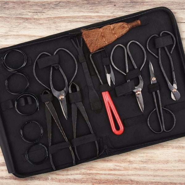 Complete bonsai tool set | 15 Piece Bonsai tools | Bonsai starter kit | Bonsai kit | Bonsai tree kit with bonsai shears, bonsai wire