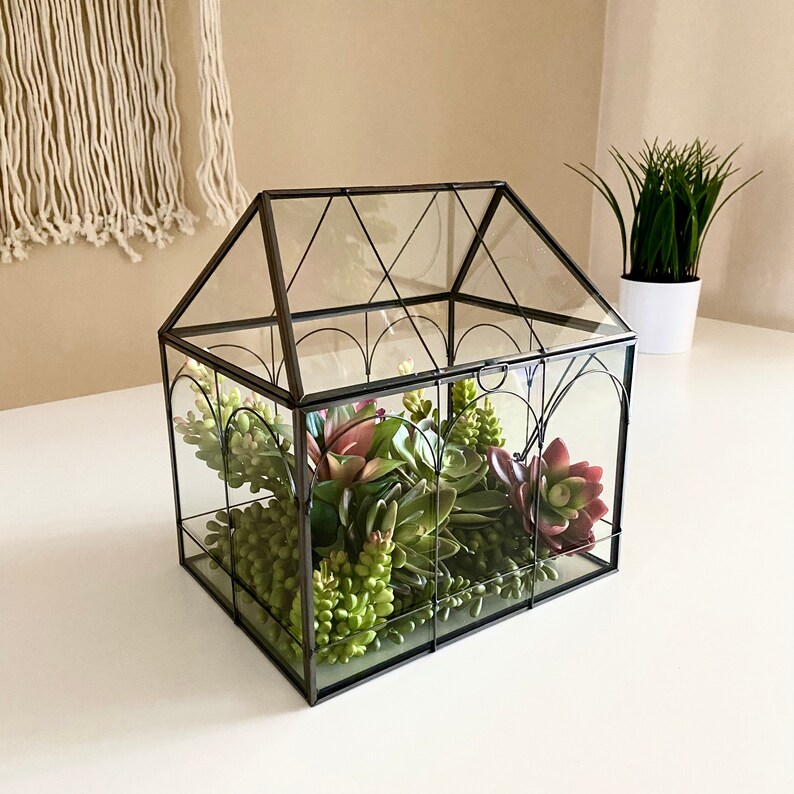 Large Closed Terrarium Glass Terrarium House Mini Etsy