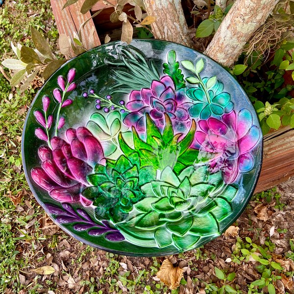 Glass Bird Bath Etsy