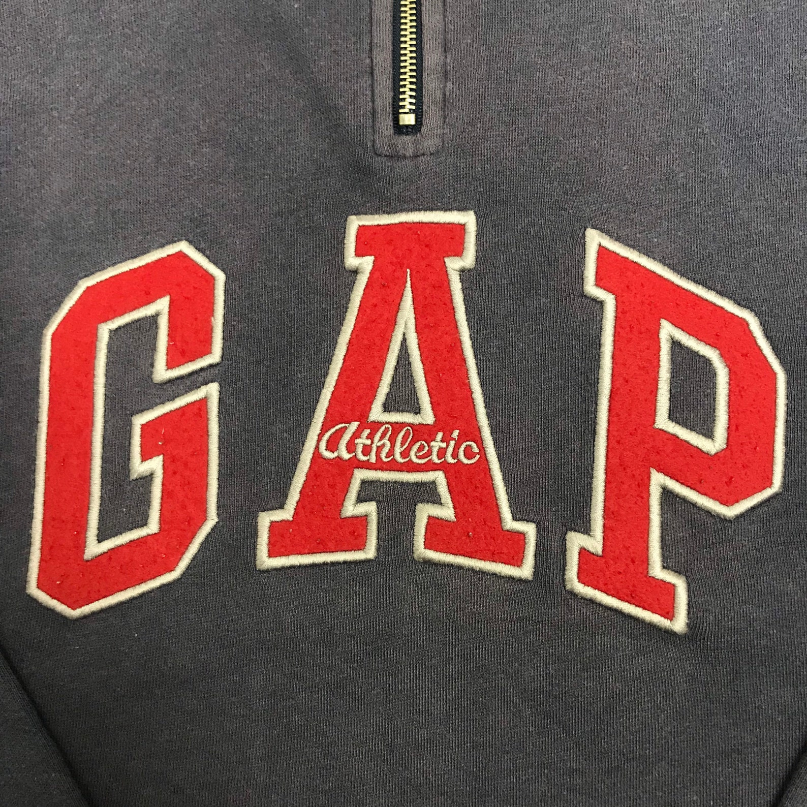 GAP Athletic Big Embroidery Logo Half Zip Sweatshirt 377 Etsy