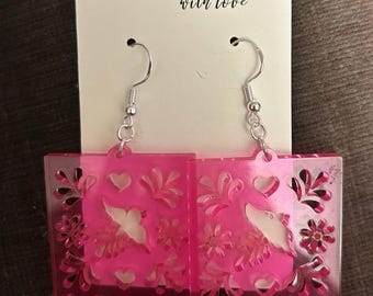 brincos de papel picado feitos à mão dia dos mortos