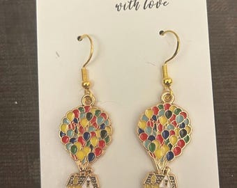 Handmade Disney Pixar up flying house earrings