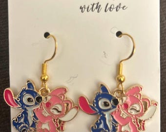 Handmade Disney stitch and angel earrings