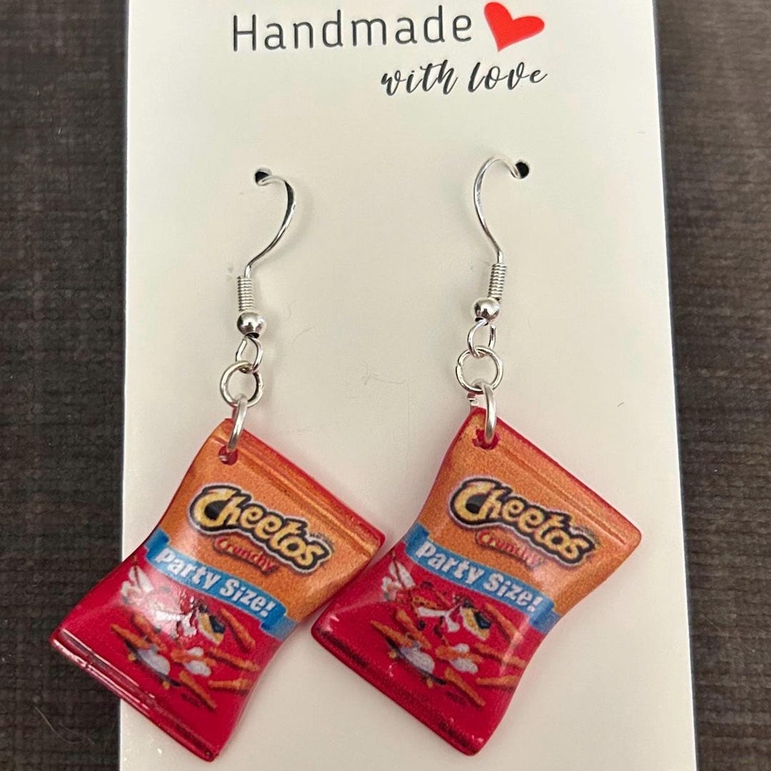 Handmade Mini Cheetos Bag Earrings