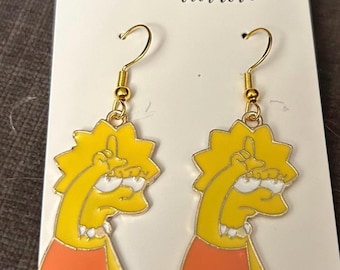 Handmade the Simpsons Lisa Simpson meme earrings
