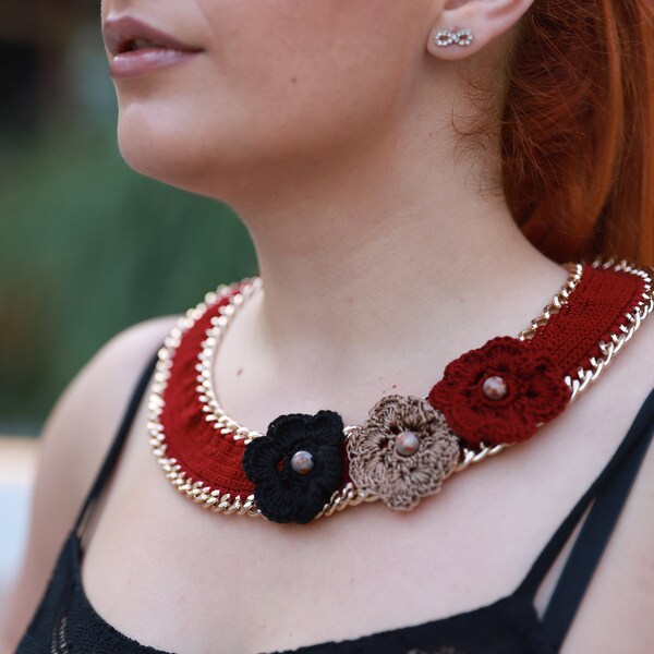 Knitted Necklace Etsy