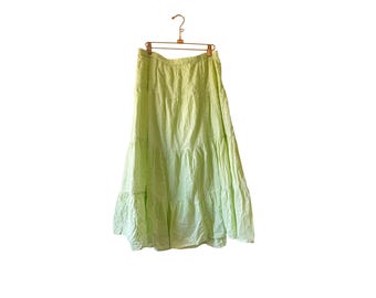 Vintage y2k 90s cottagecore eyelet lace patchwork tiered skirt large