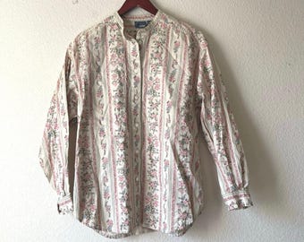 Vintage jaren 80 bloementapijt met knoopsluiting cottagecore western medium