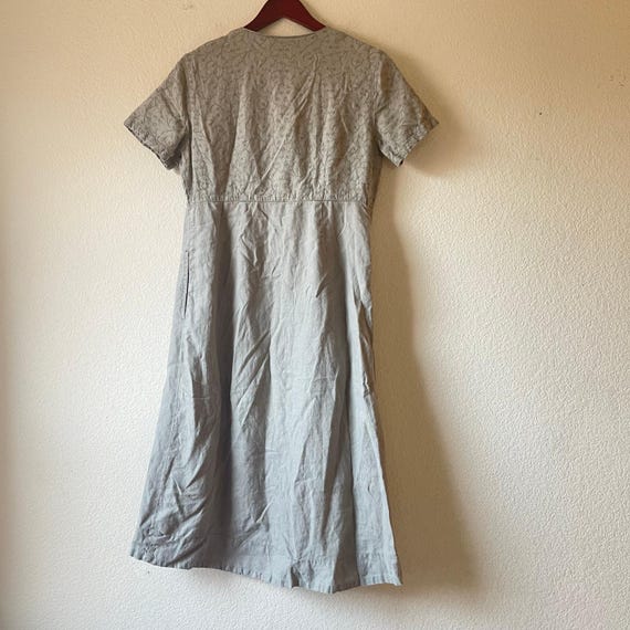Vintage Eddie Bauer embroidered 100% linen shirt dress size small