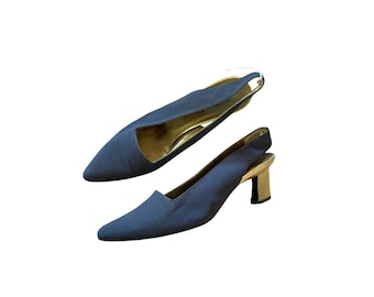 Vintage YSL statement heel sling back pointed toe heels size 8 narrow