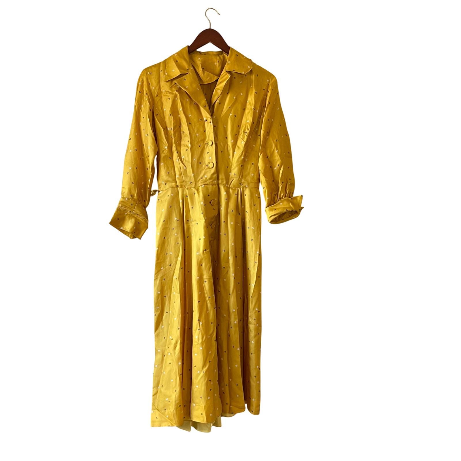 knee length dresses for ladies Louisa Mustard Polka Dot Ruched Short Sleeve Midi Dress