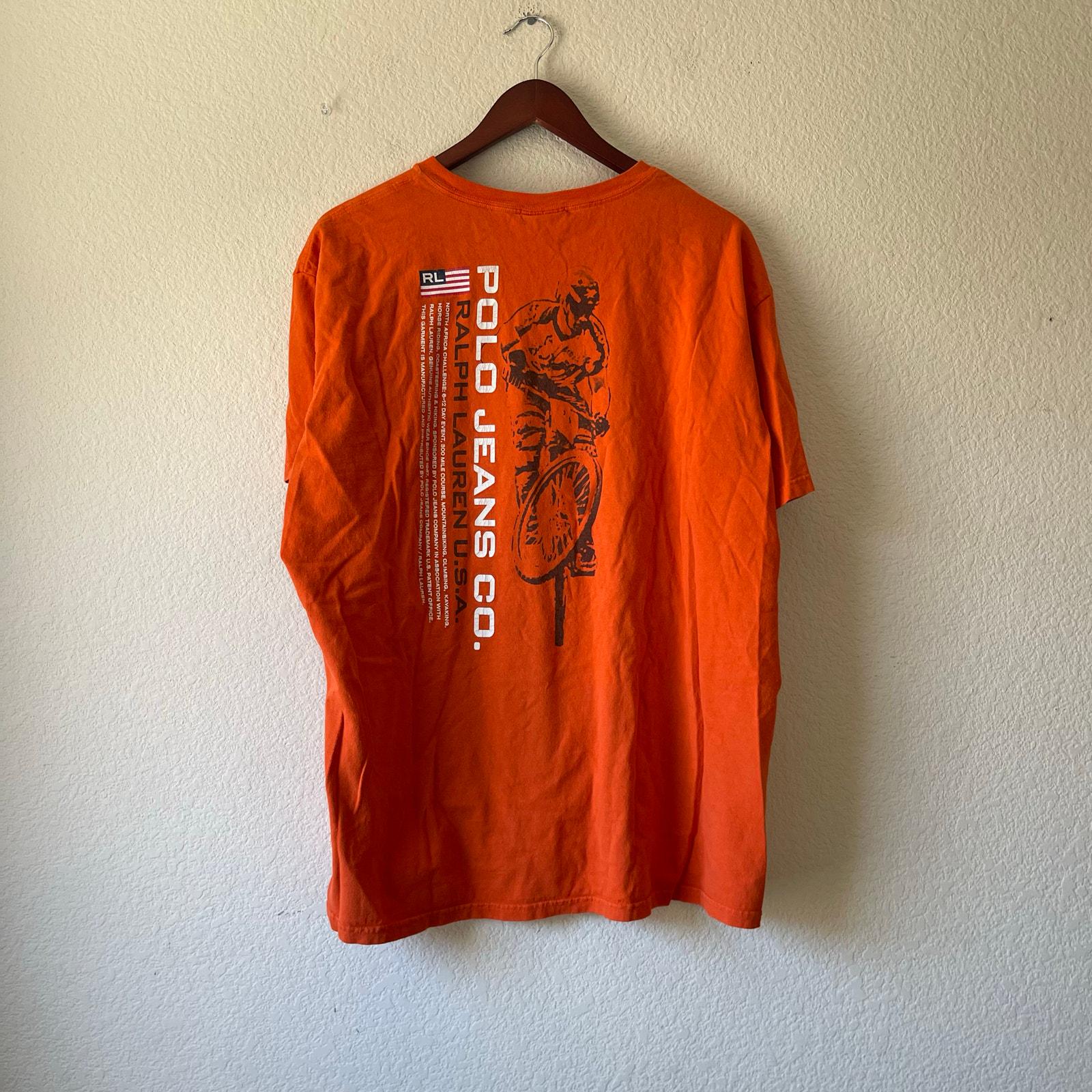 Y2k Polo Ralph Lauren Orange Distressed T Shirt Size Large - Etsy