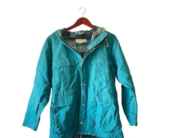 Vintage LL Bean Baxter State Parka Teal wool Flannel Lined Jacket Medium