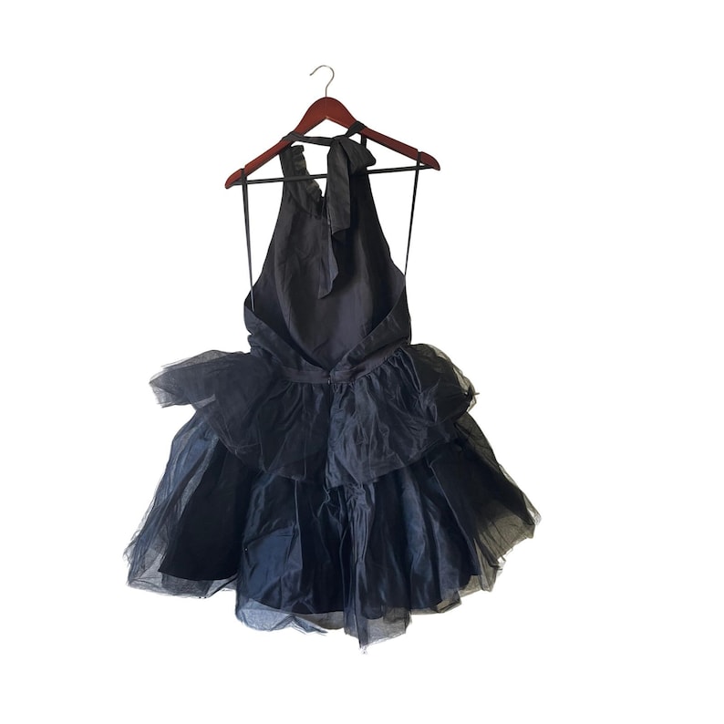 NWT Hutch Anthropologie Black Tulle Halter Mini Dress Tiered Bow Back Size 10 image 2