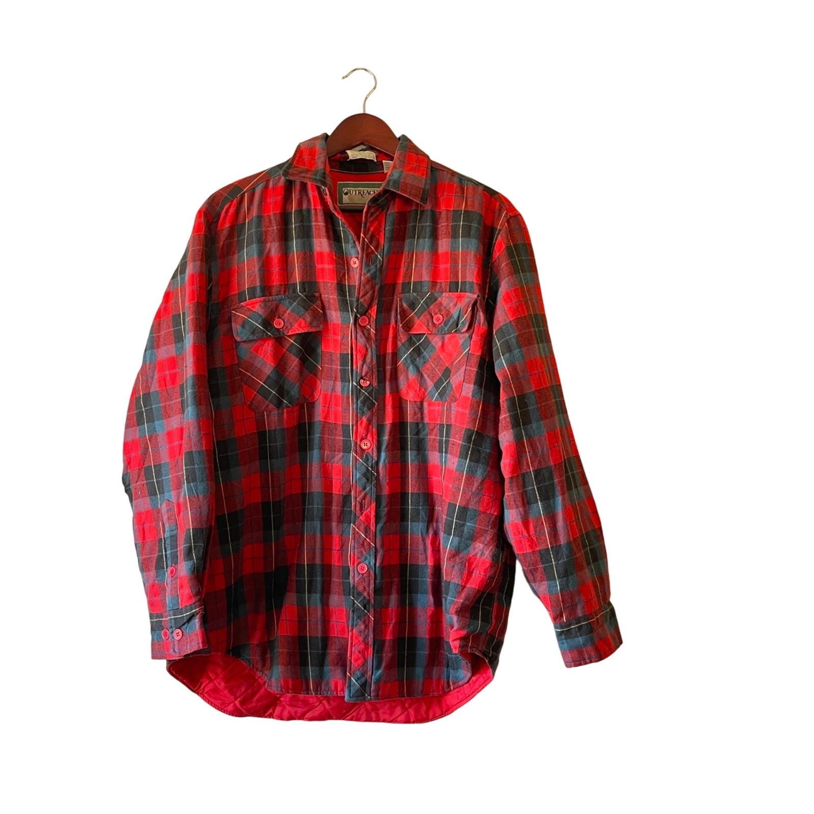 Veste Matelassée Vintage Homme - Bleu à Carreaux Flanelle - Taille L - Style Grange