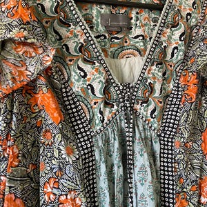 Anthropologie Astrid Tunic Dress Blue Green Side pockets size medium image 3