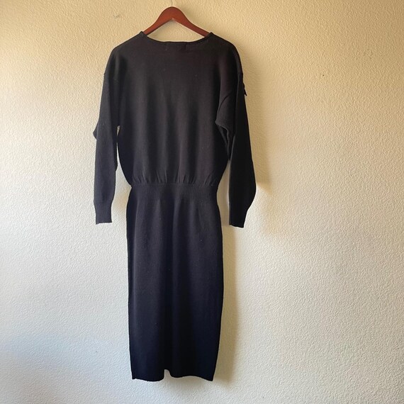 sweater dress tie Womens Black Midi Sweater Dress Small