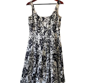 LAUREN Ralph Lauren Black White Floral Sleeveless Dress Fit and Flare Size  10 - Etsy