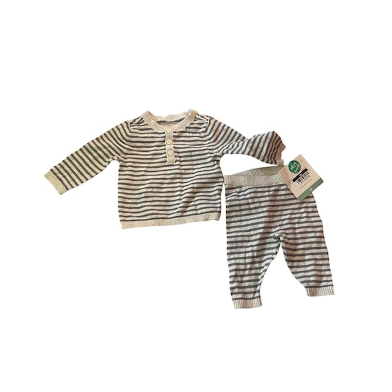 NWT Little Planet Carters Organic Cotton Stripe Newborn Baby Sweater and Pants