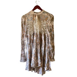 Free People Paisley Lace Crochet open Back Mini Dress/tunic Boho Festival Size S image 1