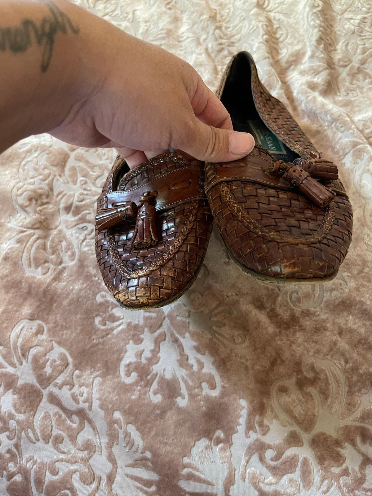 Vintage 80s Cole Haan Brown Woven Loafers Size 7.5 Narrow - Etsy