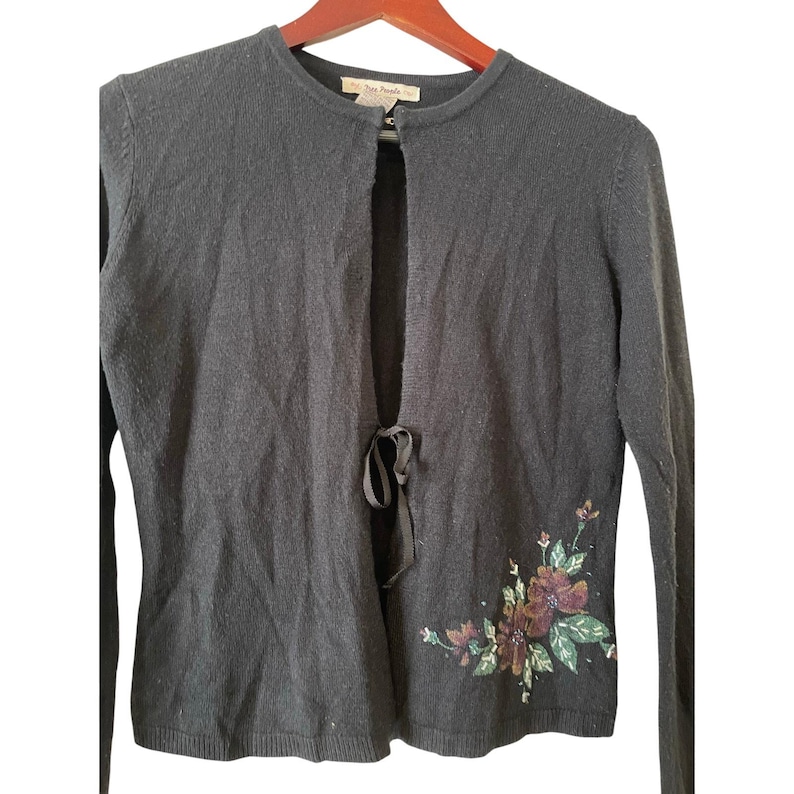 Vintage free people tie front boho cottagecore cardigan medium image 2