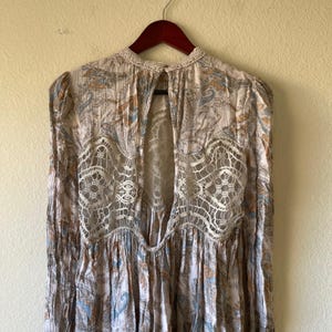Free People Paisley Lace Crochet open Back Mini Dress/tunic Boho Festival Size S image 3